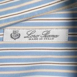 Pre Owned Loro Piana Blue Striped Cotton Full Sleeve Shirt M