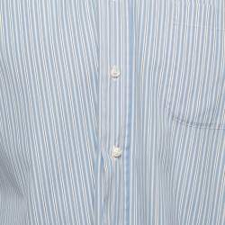 Pre Owned Loro Piana Blue Striped Cotton Full Sleeve Shirt M