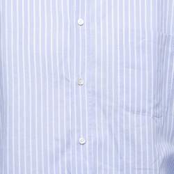 Pre Owned Loro Piana Blue Striped Cotton Blend Button Down Full Sleeve Shirt M