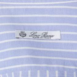 Pre Owned Loro Piana Blue Striped Cotton Blend Button Down Full Sleeve Shirt M