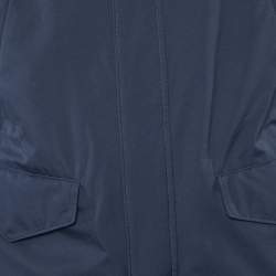 Pre Owned Loro Piana Navy Blue Synthetic Fur Lined Storm System Hooded Jacket S