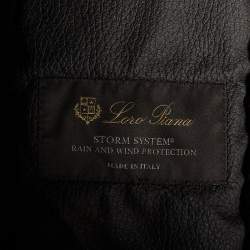 Pre Owned Loro Piana Navy Blue Synthetic Fur Lined Storm System Hooded Jacket S