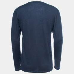 Pre Owned Loro Piana Dark Blue Cashmere Knit Crew Neck Sweater XL