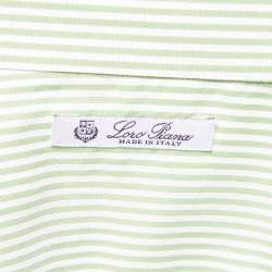 Pre Owned Loro Piana Green Striped Cotton Button Down Shirt L
