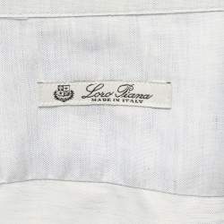 Pre Owned Loro Piana Light Blue Cotton & Linen Buttoned Shirt L