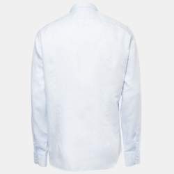 Pre Owned Loro Piana Light Blue Cotton & Linen Buttoned Shirt L