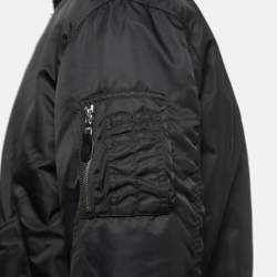 Loro Piana Black/Grey Nylon & Wool Bomber Jacket L