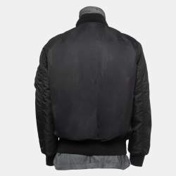 Loro Piana Black/Grey Nylon & Wool Bomber Jacket L