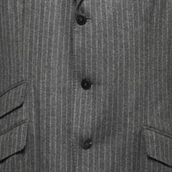 Pre Owned Loro Piana Grey Striped Cashmere Single Breasted Blazer XXL