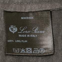Pre Owned Loro Piana Grey Linen Half Sleeve T-Shirt M