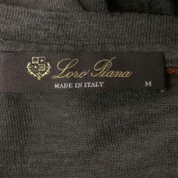 Pre Owned Loro Piana Grey Linen Half Sleeve T-Shirt M