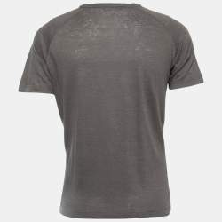 Pre Owned Loro Piana Grey Linen Half Sleeve T-Shirt M