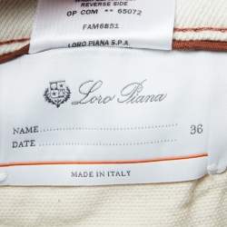 Pre Owned Loro Piana White Denim Jeans XL Waist 36"