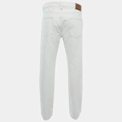 Pre Owned Loro Piana White Denim Jeans XL Waist 36"