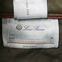Pre Owned Loro Piana Military Green Denim Jeans XL Waist 36"