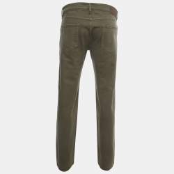 Pre Owned Loro Piana Military Green Denim Jeans XL Waist 36"