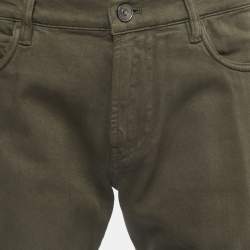Pre Owned Loro Piana Military Green Denim Jeans XL Waist 36"