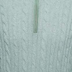 Pre Owned Loro Piana Mint Green Baby Cashmere Zip-Up Sweater XL
