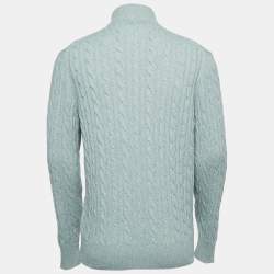 Pre Owned Loro Piana Mint Green Baby Cashmere Zip-Up Sweater XL