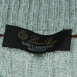 Pre Owned Loro Piana Mint Green Baby Cashmere Zip-Up Sweater XL