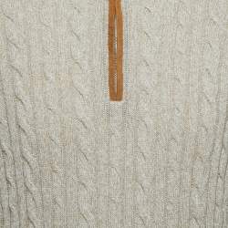 Pre Owned Loro Piana Brown Baby Cashmere Zip-Up Sweater XL