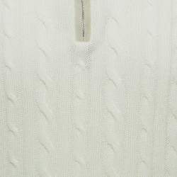 Loro Piana Ivory White Baby Cashmere Zip-Up Sweater XL