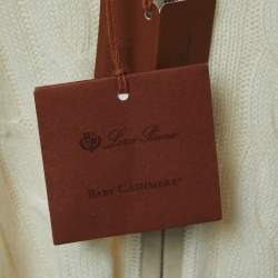 Loro Piana Ivory White Baby Cashmere Zip-Up Sweater XL