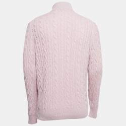 Pre Owned Loro Piana Pink Baby Cashmere Zip-Up Sweater XL