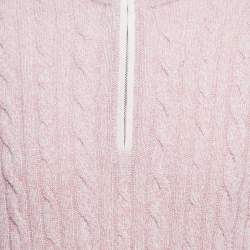 Pre Owned Loro Piana Pink Baby Cashmere Zip-Up Sweater XL