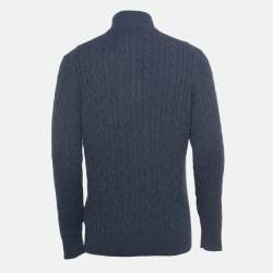 Pre Owned Loro Piana Navy Blue Baby Cashmere Zip-Up Sweater XL
