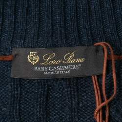 Pre Owned Loro Piana Navy Blue Baby Cashmere Zip-Up Sweater XL