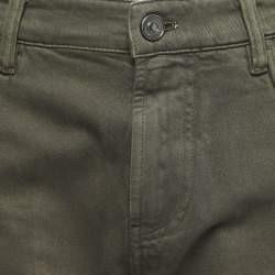 Pre Owned Loro Piana Military Green Denim Straight Fit Jeans XL Waist 36"