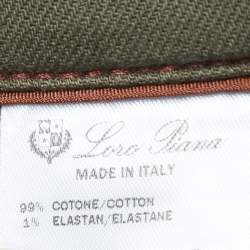 Pre Owned Loro Piana Military Green Denim Straight Fit Jeans XL Waist 36"