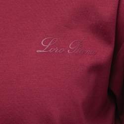 Pre Owned Loro Piana Dark Red Logo Print Cotton Crew Neck Half Sleeve T-Shirt XXS