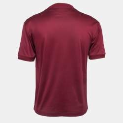 Pre Owned Loro Piana Dark Red Logo Print Cotton Crew Neck Half Sleeve T-Shirt XXS