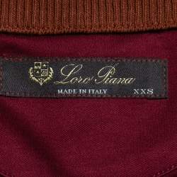 Pre Owned Loro Piana Dark Red Logo Print Cotton Crew Neck Half Sleeve T-Shirt XXS