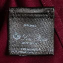 Pre Owned Loro Piana Dark Red Logo Print Cotton Crew Neck Half Sleeve T-Shirt XXS