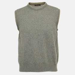 Pre Owned Loro Piana Brown/Grey Cashmere Sleeveless Sweater XL