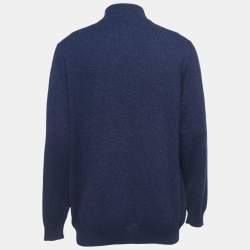 Pre Owned Loro Piana Navy Blue Cashmere High Neck Sweater 4XL  