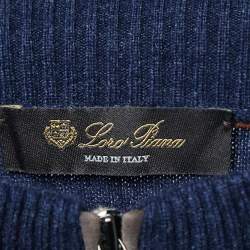 Pre Owned Loro Piana Navy Blue Cashmere High Neck Sweater 4XL  
