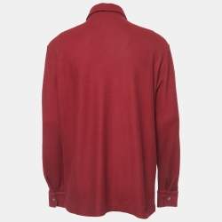 Pre Owned Loro Piana Red Cotton Long Sleeve Polo T-Shirt XXL