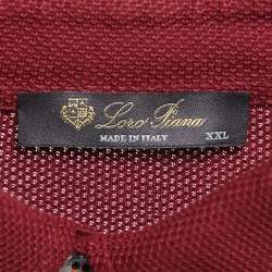 Pre Owned Loro Piana Red Cotton Long Sleeve Polo T-Shirt XXL