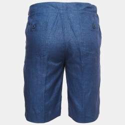 Pre Owned Loro Piana Blue Linen Drawstring Shorts XL