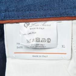 Pre Owned Loro Piana Blue Linen Drawstring Shorts XL