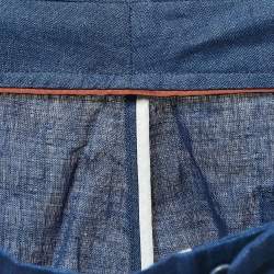 Pre Owned Loro Piana Blue Linen Drawstring Shorts XL