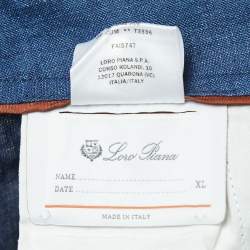 Pre Owned Loro Piana Blue Linen Drawstring Shorts XL