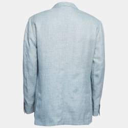 Pre Owned Loro Piana Grey Linen Blend Single Breasted Blazer XXXL
