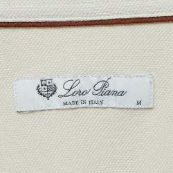 Pre Owned Loro Piana Off-White Cotton Pique Button Front Full Sleeve Shirt M