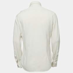 Pre Owned Loro Piana Off-White Cotton Pique Button Front Full Sleeve Shirt M