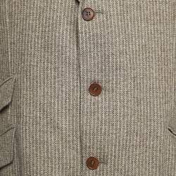Pre Owned Loro Piana Beige Patterned Wool Blend Single Breasted Blazer XL